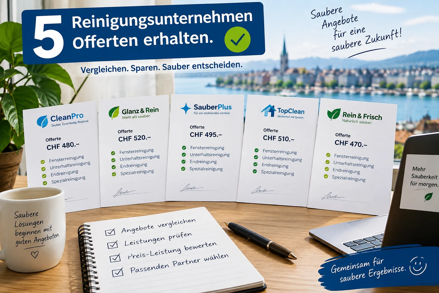 Mehrere Offerten von Reinigungsunternehmen vergleichen